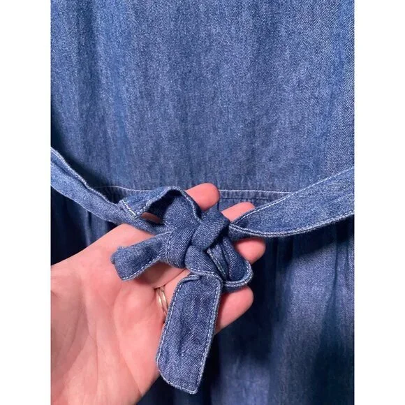 Vintage Stonybrook Women's Blue‎ Denim Floral Button Dress with Tie Size Small - Picture 6 of 10